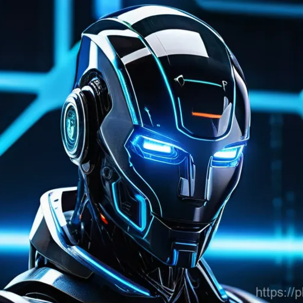 지능형 위협 탐지 시스템의 발전 방향 - **Prompt:** A highly advanced, futuristic digital guardian in the form of a sleek, armored, humanoid...