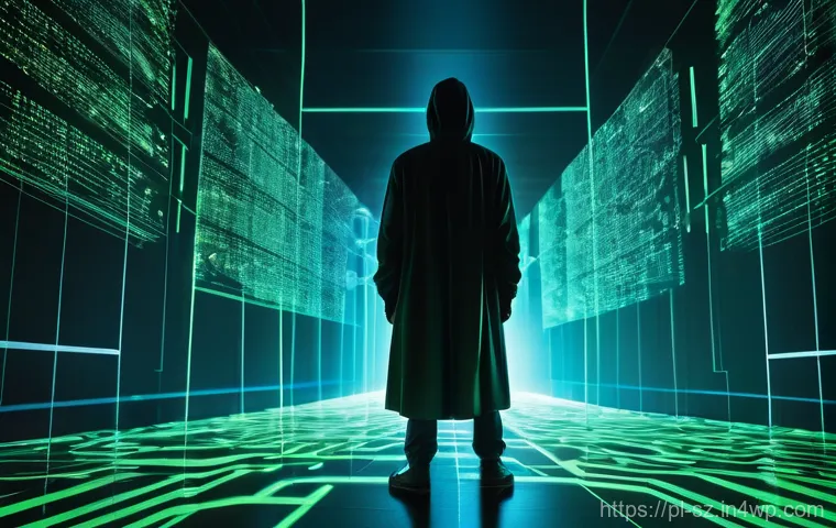 사이버 보안 위협의 진화와 탐지 시스템의 대응 - **Prompt 1: The Evolving Digital Battlefield**
"A fully clothed adult figure stands cautiously i...