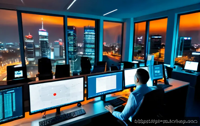 Home 17 지능형 위협 탐지 시스템의 실제 배포 사례 - Photorealistic cybersecurity operations center in Warsaw, Poland, with a diverse team of analysts mo...